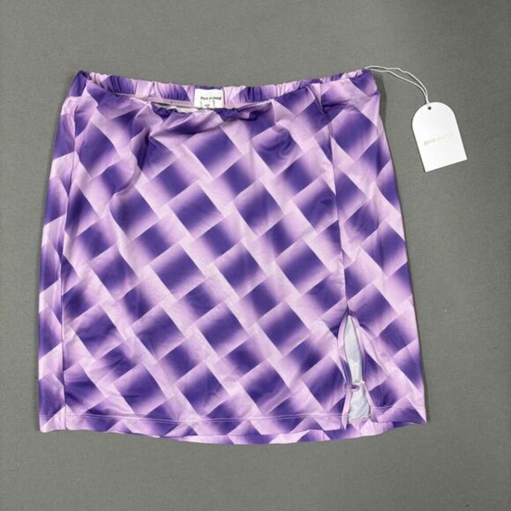 NWT SONG OF STYLE Madelyn Mini Skirt Gianni Check Purple Size M AS IS